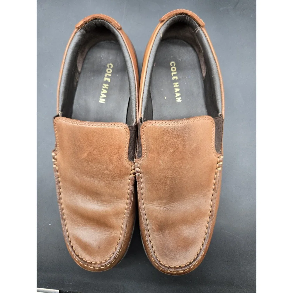 Cole Haan Tucker Venetian Men Leather Slip On Loafer Tan Brown C25768 Size 9